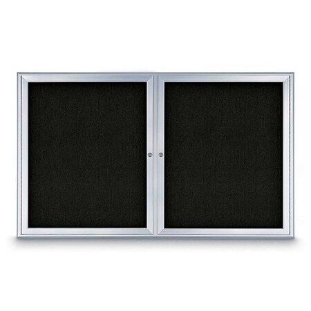 United Visual Products Sliding Door Indoor Enclosed Corkboard, 9, UV9030ACS-BLACK-DBURGU UV9030ACS-BLACK-DBURGU